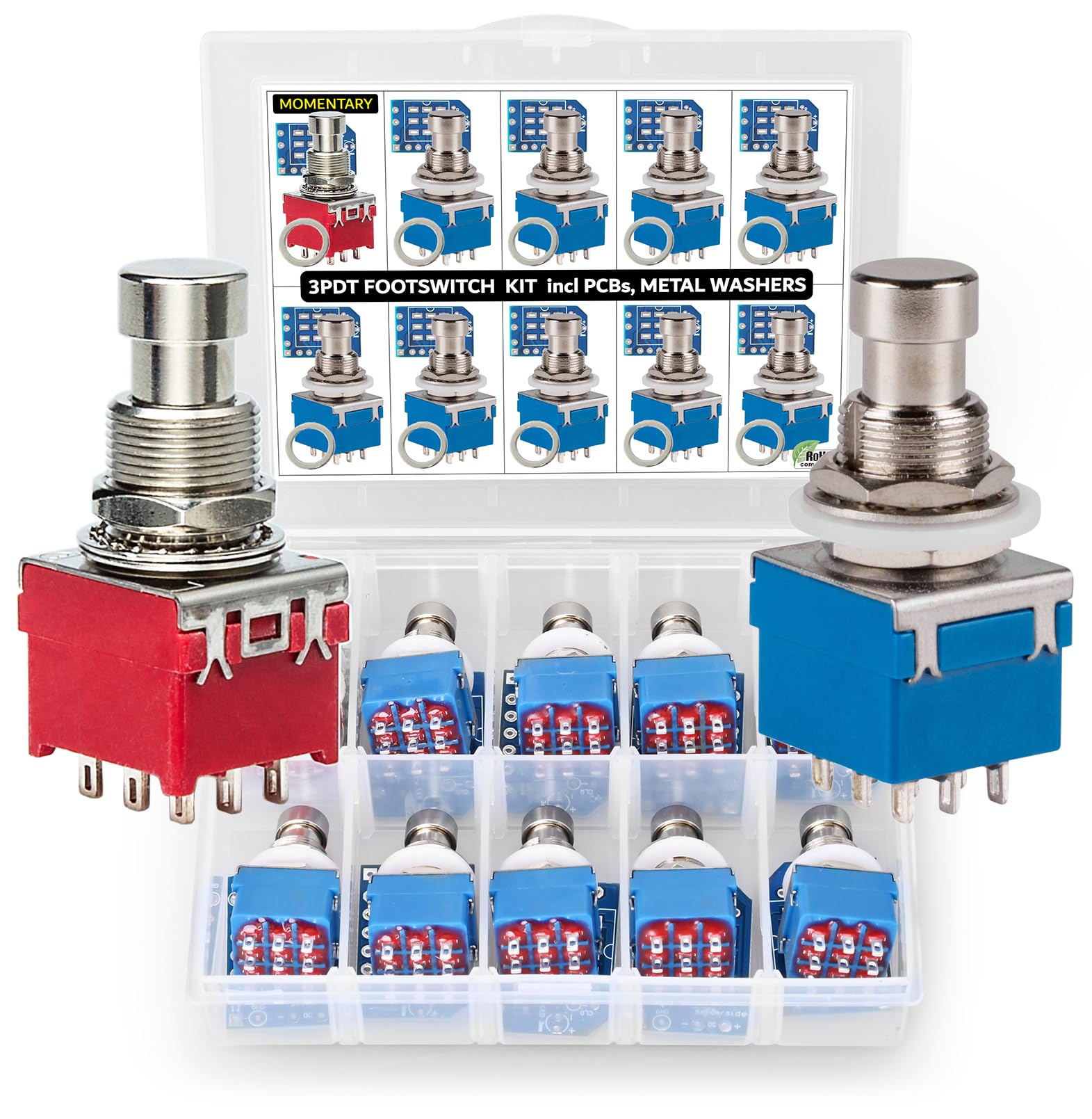 Amazon.com: 10 pcs 3pdt Stomp Footswitch incl PCB incl metal