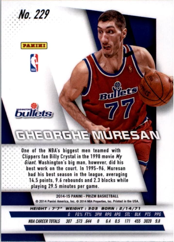Amazon.com: 2014-15 Panini Prizm #229 Gheorghe Muresan NBA
