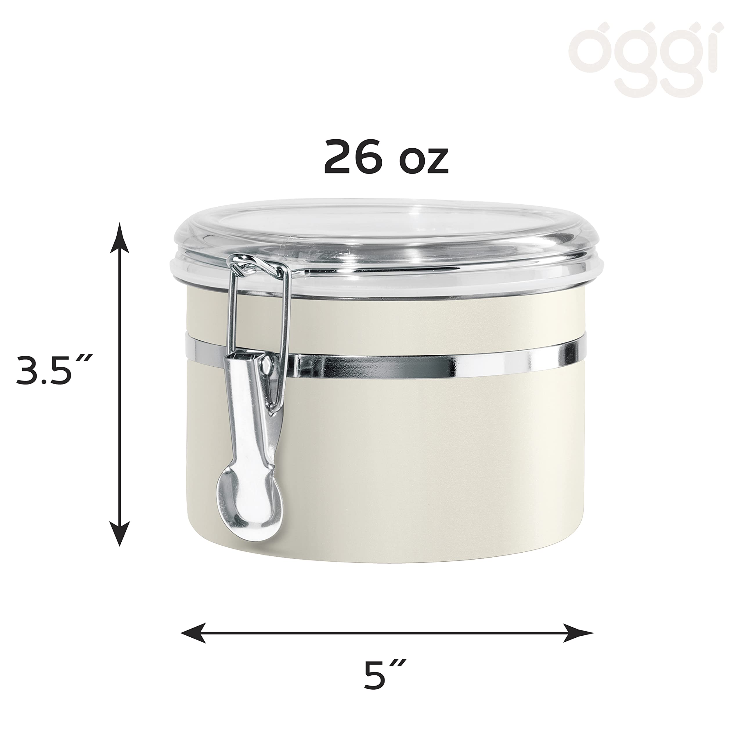 Amazon.com: Oggi Stainless Steel Kitchen Canister 26 fl oz, Gray