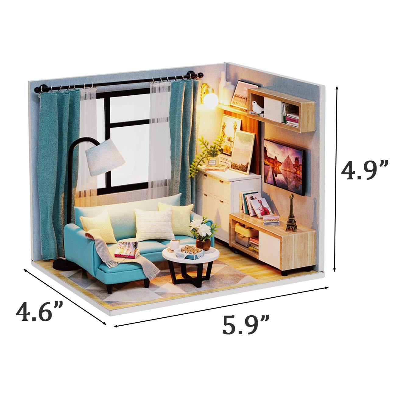 Amazon | Ogrmar 1:24スケール ドールハウスミニチュア 家具付き DIY