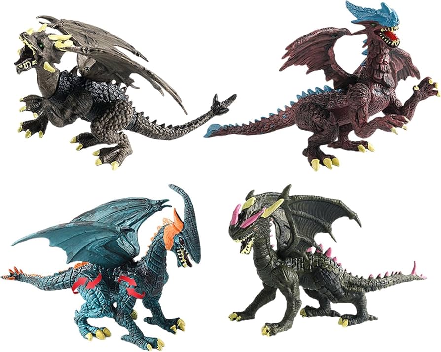 Amazon.co.jp: Simhoa 4ピース 悪魔ドラゴンフィギュア 動物の