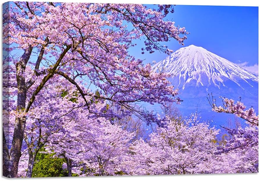 Amazon.co.jp: 富士山 桜 絵画 桜景色 富士山の風景 開運 ポスター