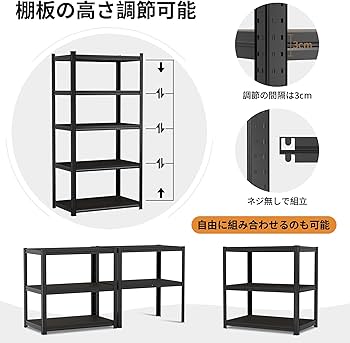 Amazon｜スチールラック 5段 幅90*奥行55*高さ180cm メタルラック 棚