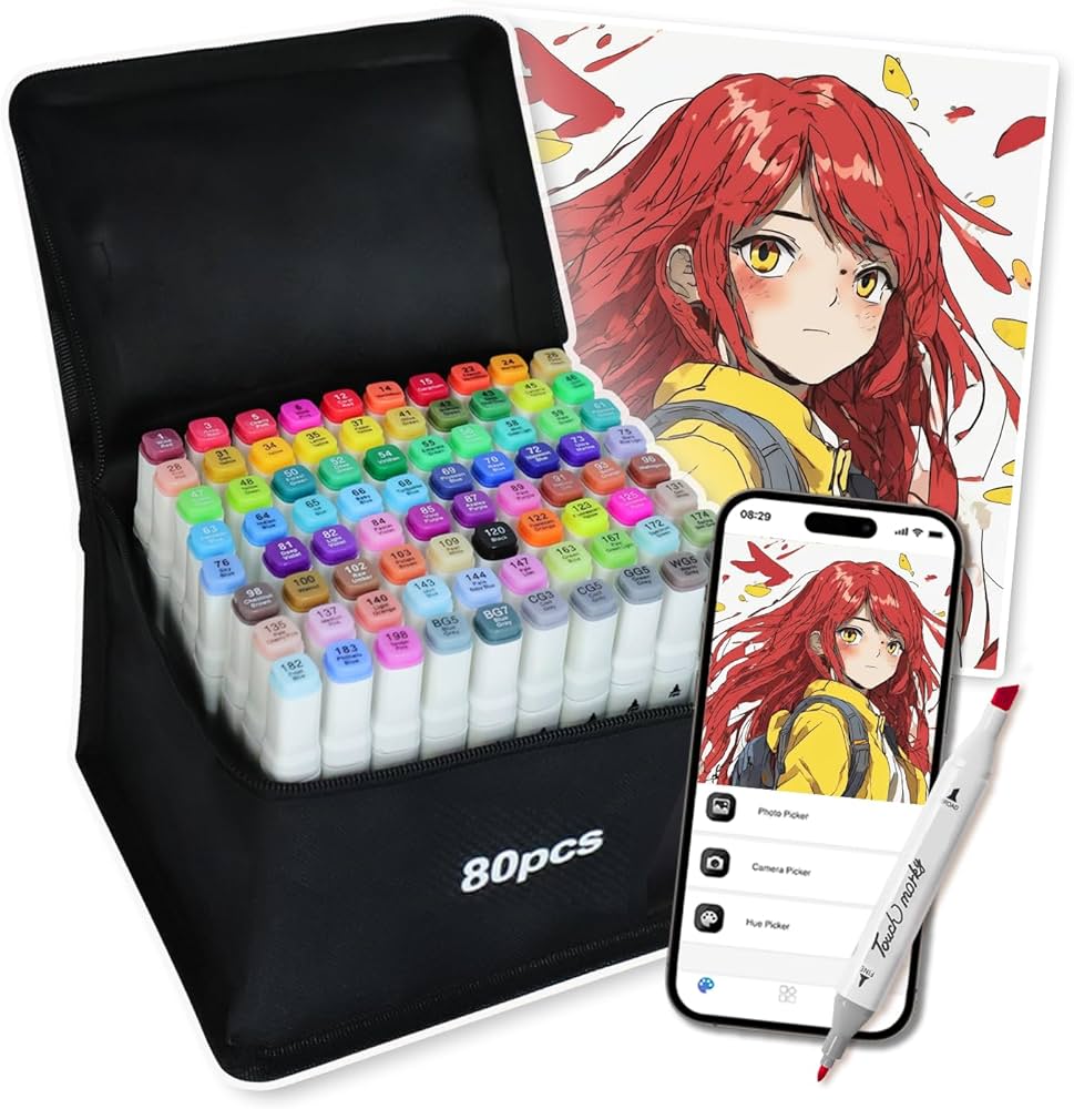 Amazon | イラストマーカー 80色 カラーペン セット 無料APP付き 太