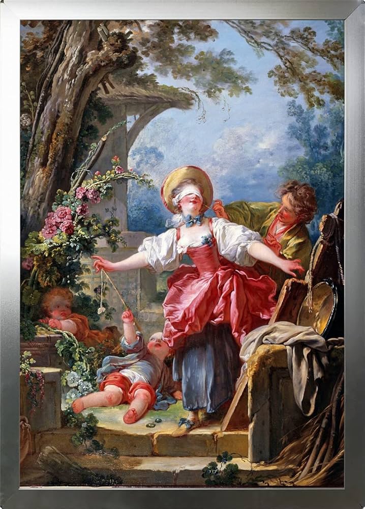 Amazon.co.jp: LEDで輝く名画 フラゴナール作 「目隠し鬼」 アルミ