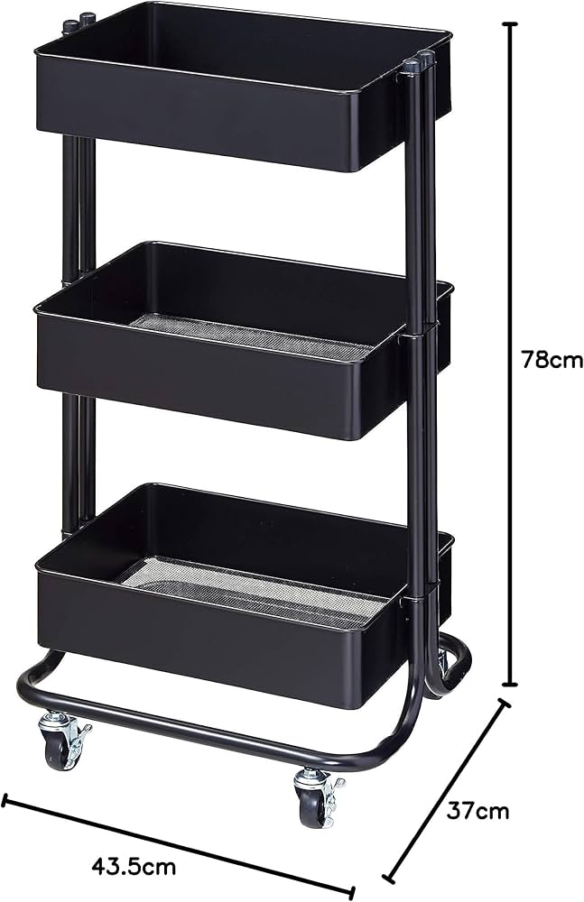 Amazon.co.jp: 【BLKP】 パール金属 キッチン ワゴン 3段 収納
