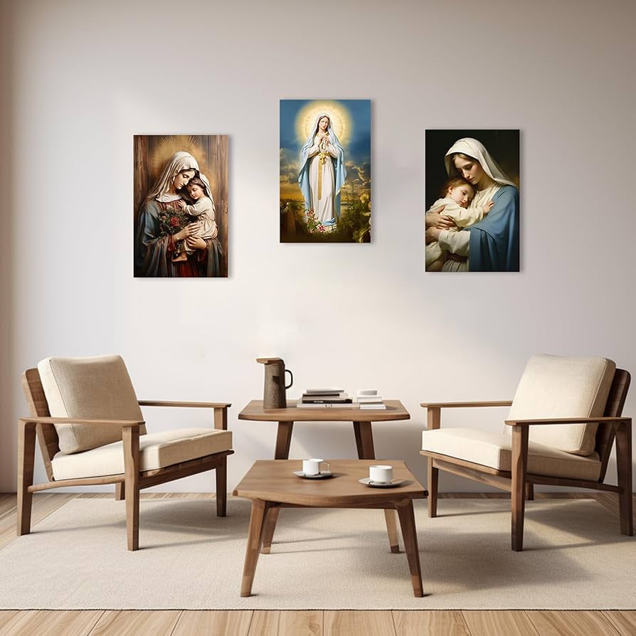 Amazon.com: ZXHYWYM Virgin Mary Canvas Wall Art 3 Pieces Jesus
