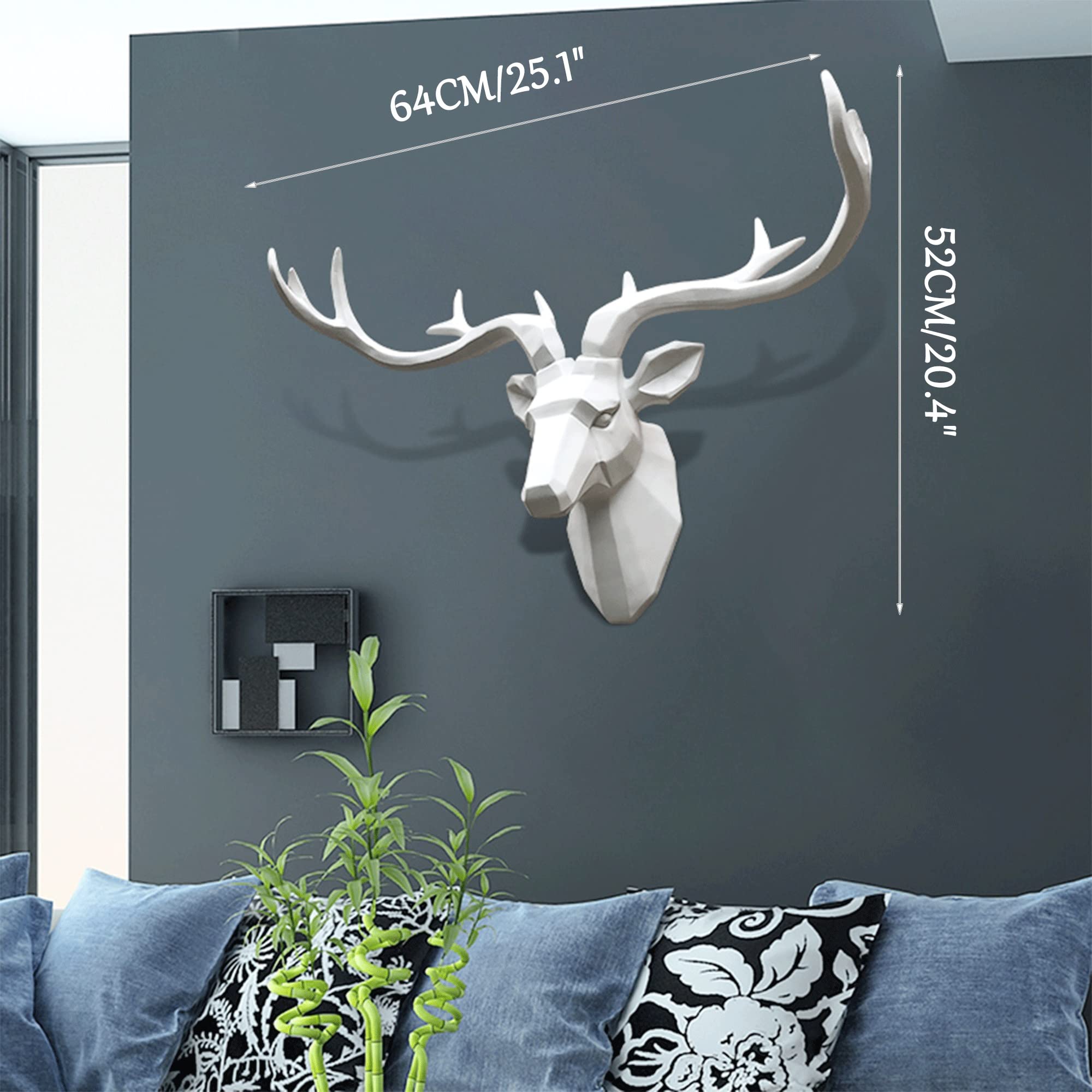 Amazon.co.jp: 鹿の頭の壁の装飾、ラージ、動物の頭の壁掛け装飾