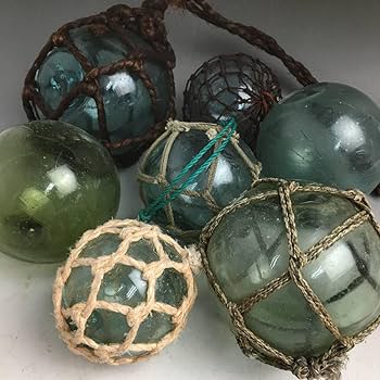 Amazon | KI24/20昭和レトロ硝子浮き玉まとめて7点気泡ガラス玉直径7cm