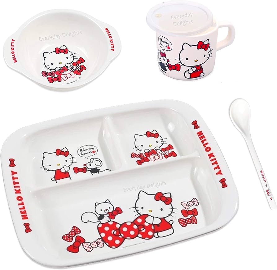 Amazon.com: Everyday Delights Hello Kitty Red Dinnerware Flatware