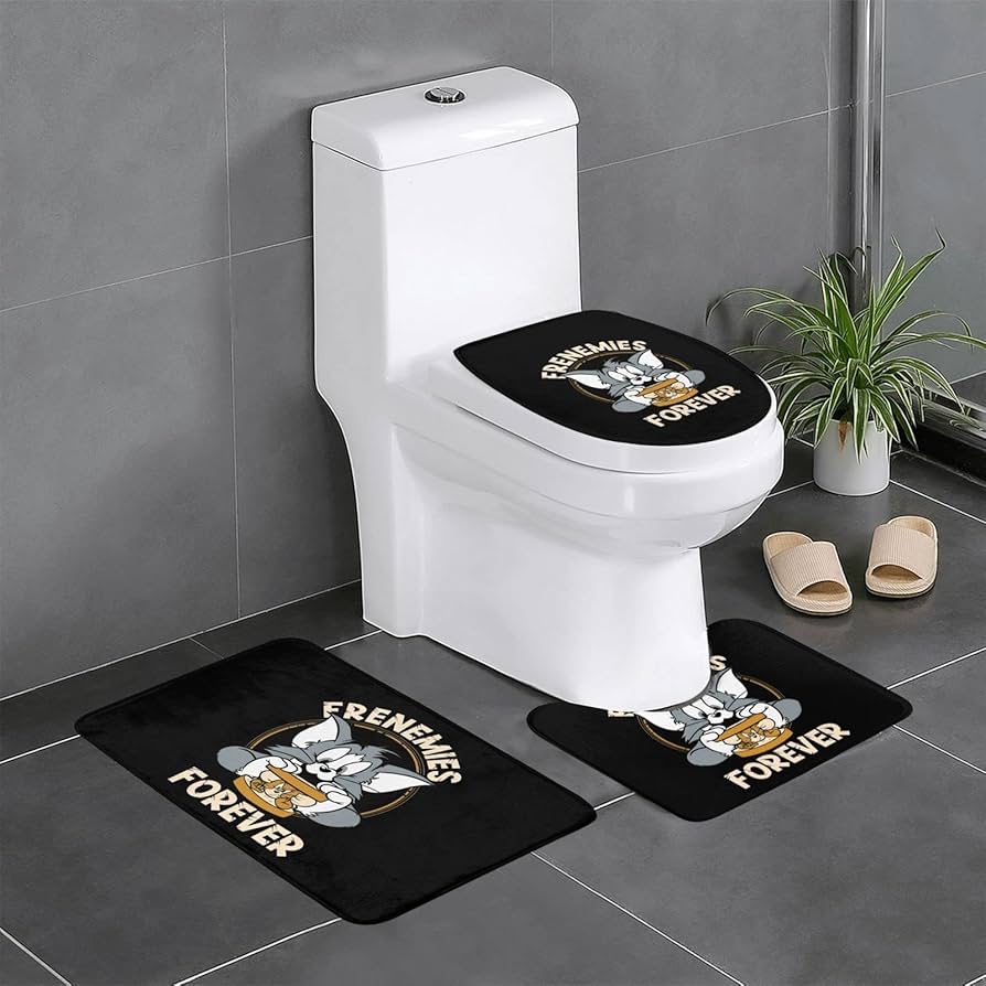 Amazon｜トムジェリ トイレマット フタカバー 3点セット 耳長 便座