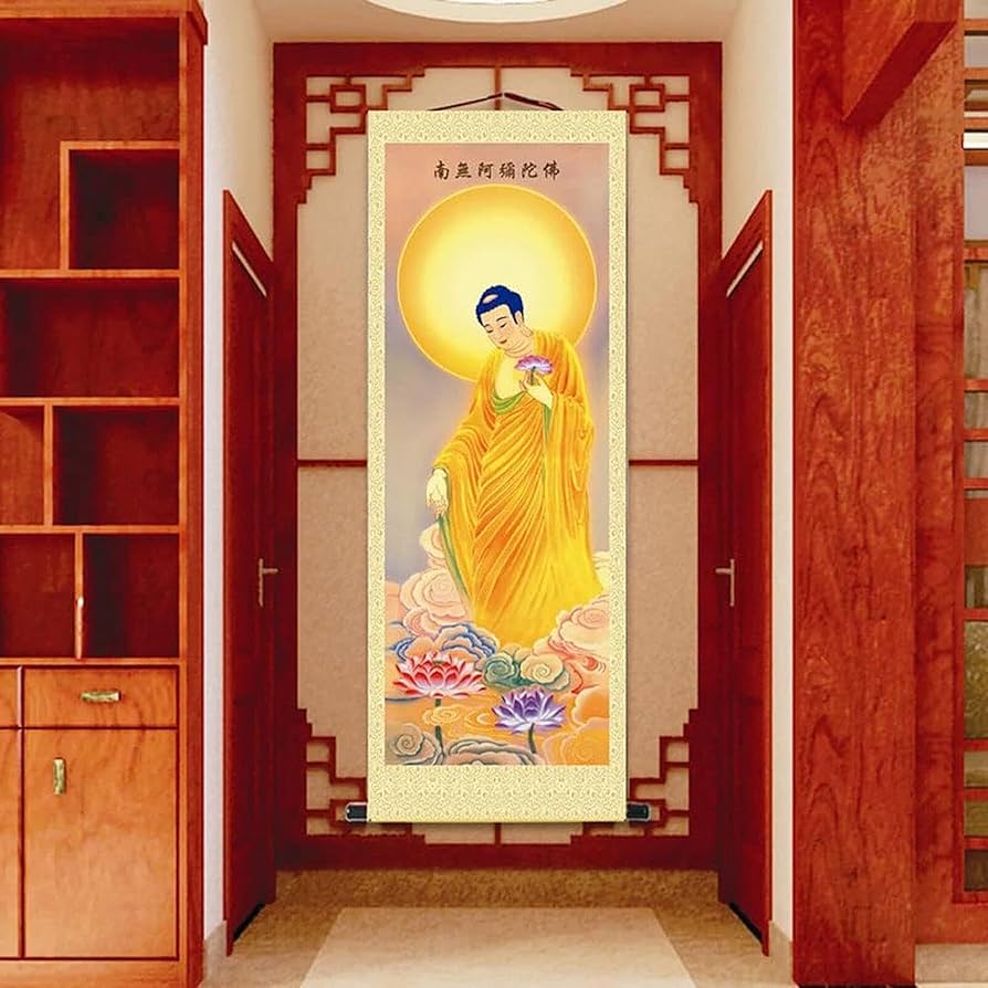 Amazon｜Yhhui 掛け軸／掛軸 阿弥陀如来立像 脇仏 脇軸 浄土真宗 御西