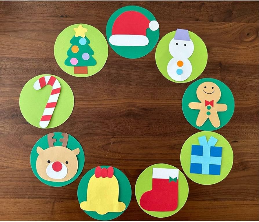 Amazon.co.jp: クリスマス リース サンタさん トナカイ 画用紙 冬壁面