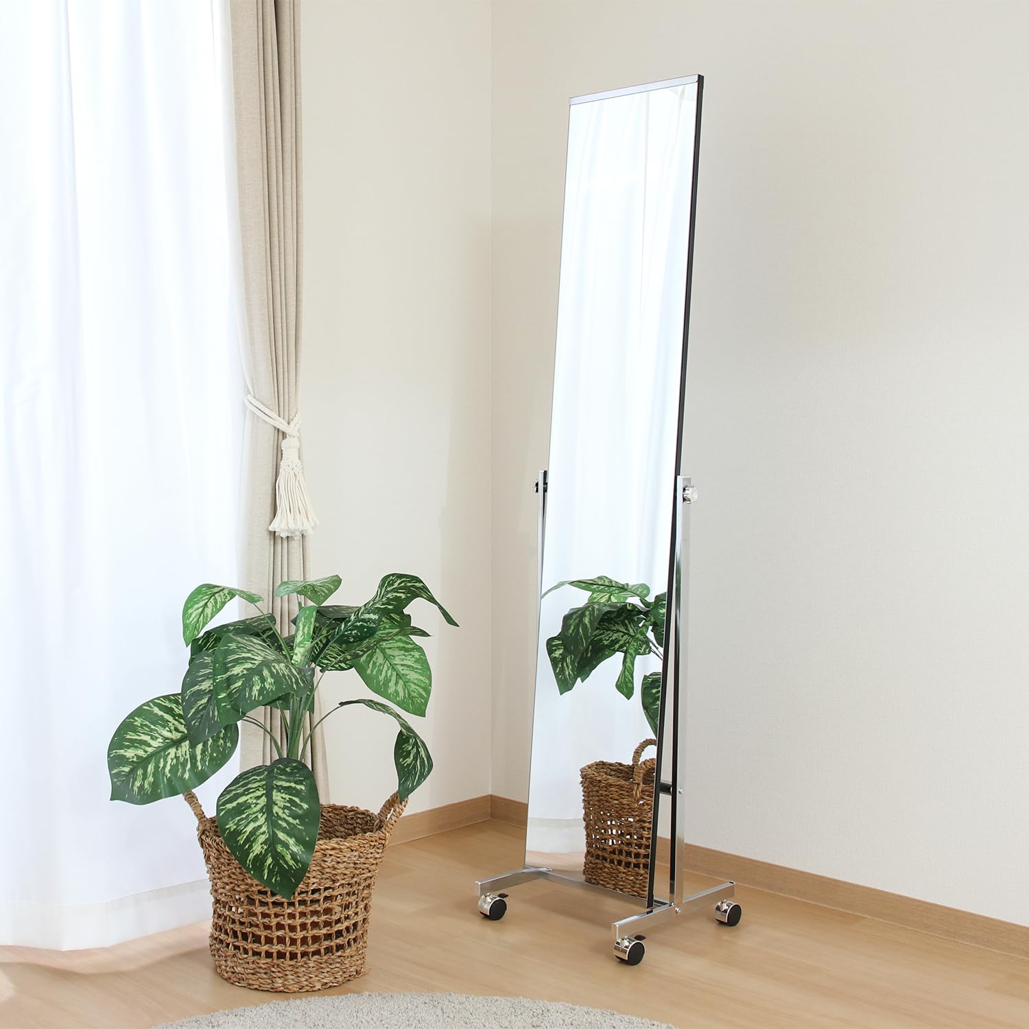Amazon.co.jp: 不二貿易 スタンドミラー キャスター付き 全身 姿見 鏡