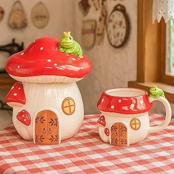 Amazon.com: 10 Strawberry Street Toadstool Mushroom House Mug, set