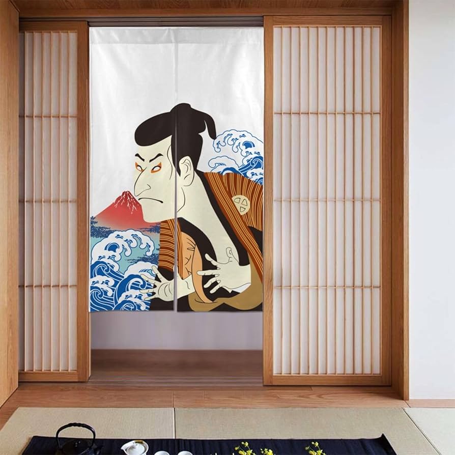 Amazon｜のれん 和柄 歌舞伎 和風 富士山 浮世絵 洗える アニメ 暖簾