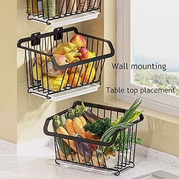 Amazon｜壁に取り付けられた果物の収納バスケット、水切りカゴ