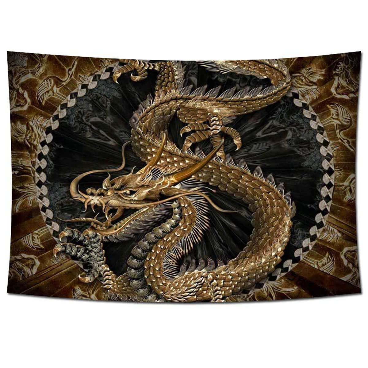 Amazon.co.jp: 龍ドラゴン竜絵 昇運 幸運 黄金のドラゴン アートパネル