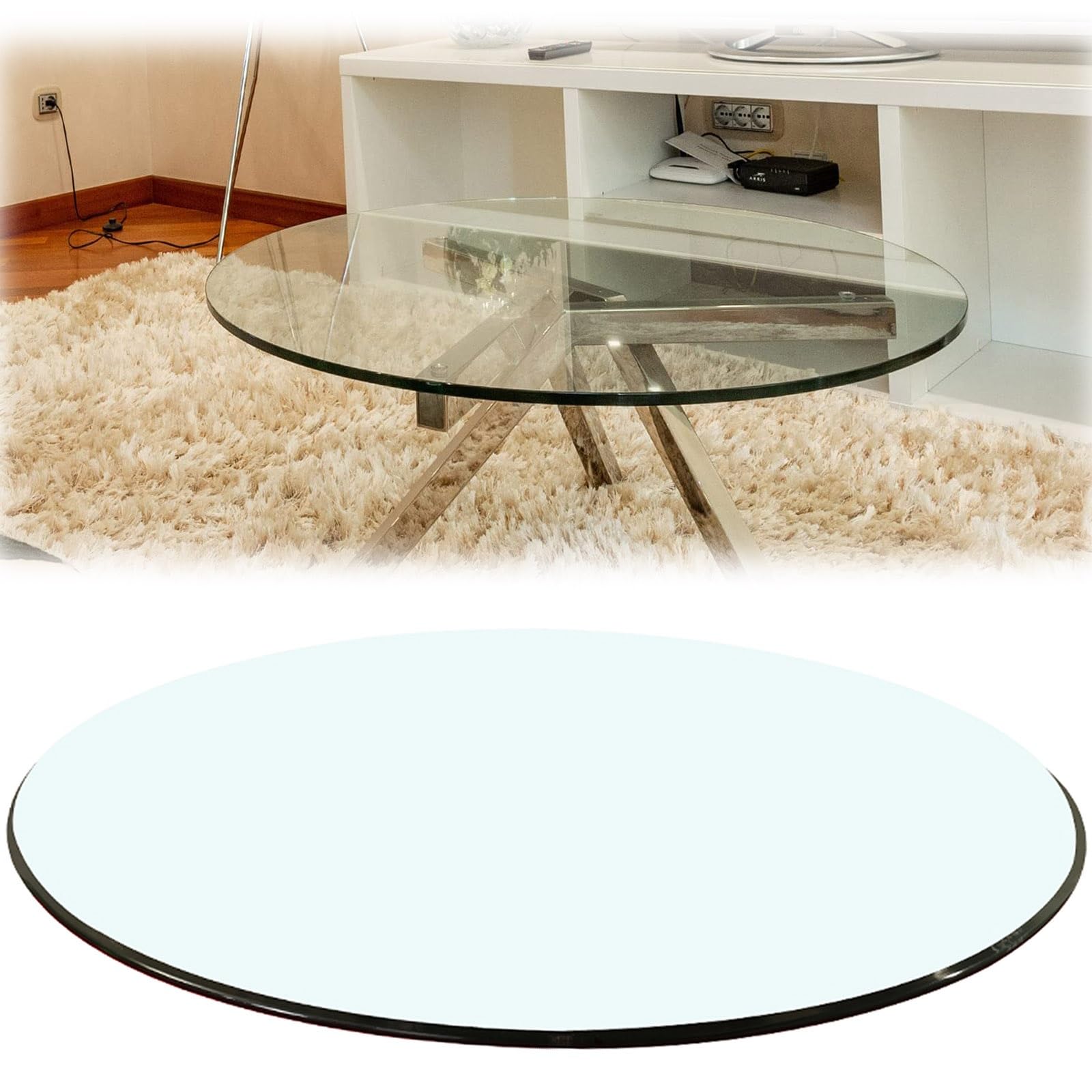 Amazon.co.jp: 円形 強化ガラス 丸ガラステーブル 強化ガラステーブル