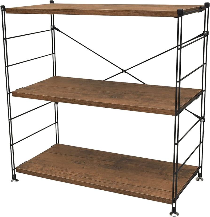 Amazon｜山善(YAMAZEN) ウッドシェルフ 3段 アンティークブラウン 幅