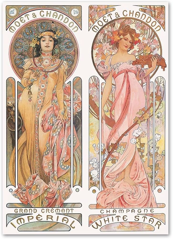 Amazon.co.jp: アルフォンスミュシャポスターとプリントレトロな花の