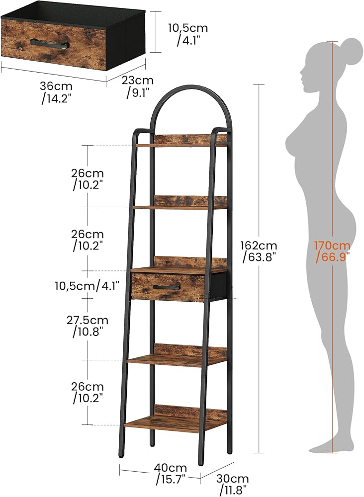 Amazon.com: CHOEZON 5 Tier Ladder Shelf with Drawer, Tall Ladder