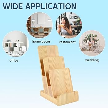 Amazon | 2ピース 3段パイン材 文献ホルダー パンフレットディスプレイ