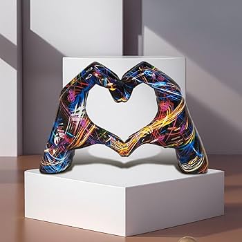 Amazon.co.jp: ジェスチャーハートアート、愛の手のシンボル像、ハート