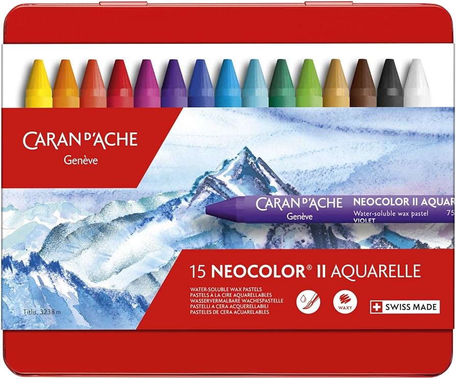 Amazon.com: Caran d'Ache Classic Neocolor II Aquarelle, 15 Colors