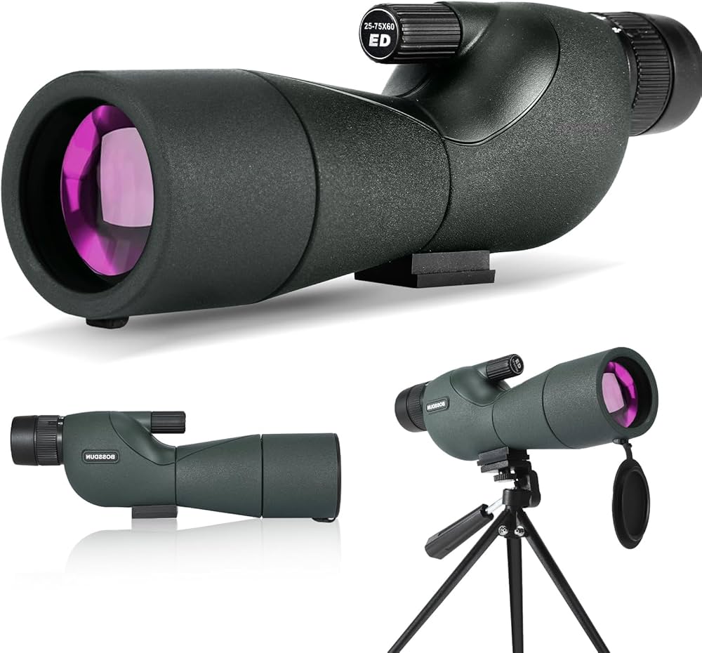Amazon | 25-75x60 ED スポッティングスコープ ターゲット撮影用 伸縮