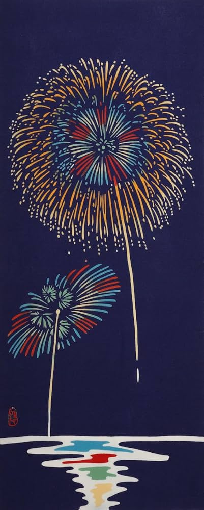 Amazon.co.jp: 絵てぬぐい 花火絵画 インテリア 壁掛け アート