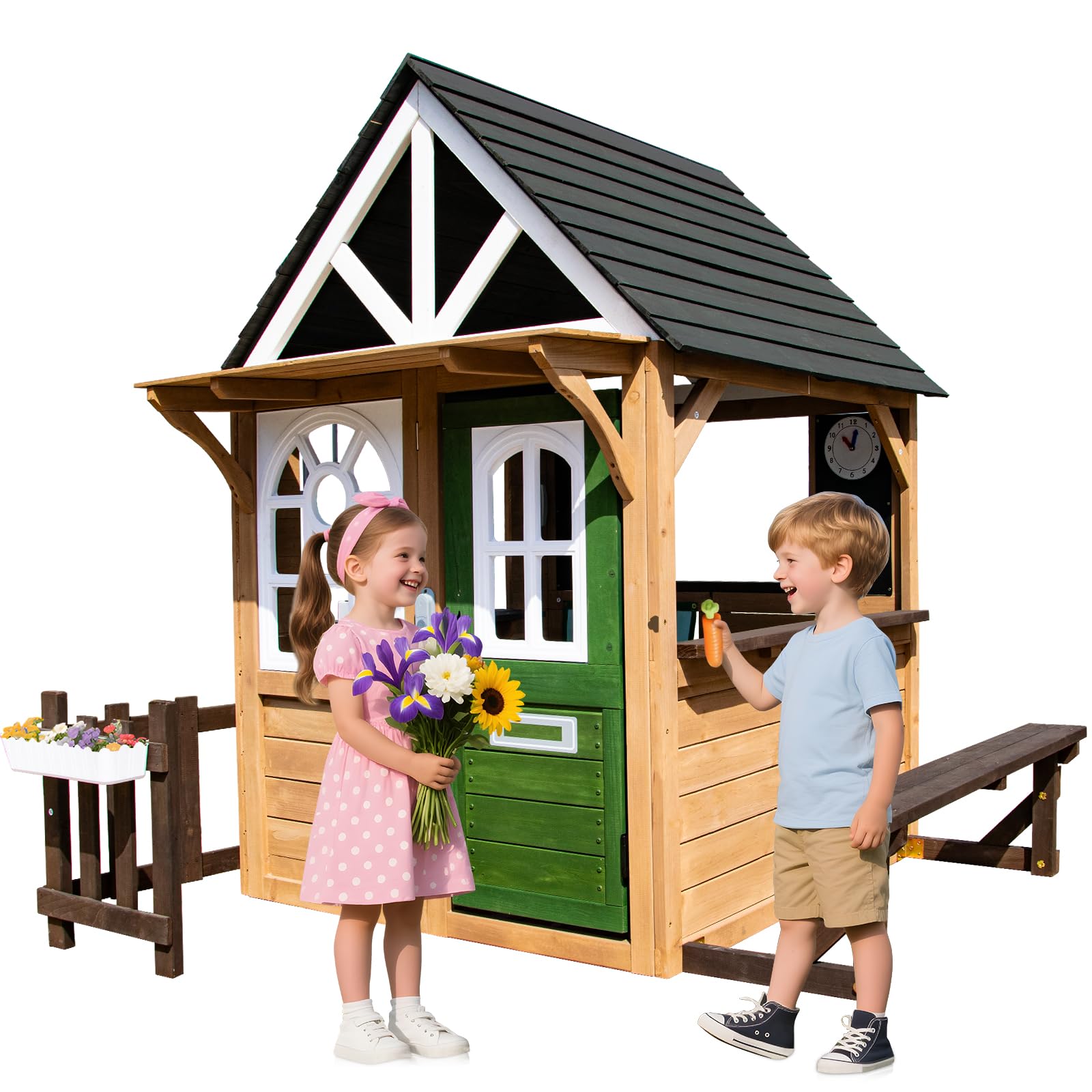 Amazon.com: Segmart Wooden Kids Playhouse Outdoor Indoor, Fir Wood