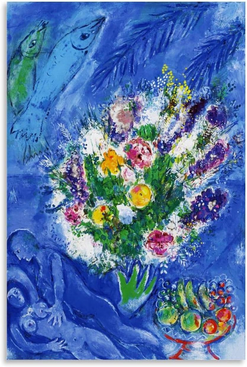 Amazon.co.jp: マルク・シャガール ウォールアート《恋人たちとの花束