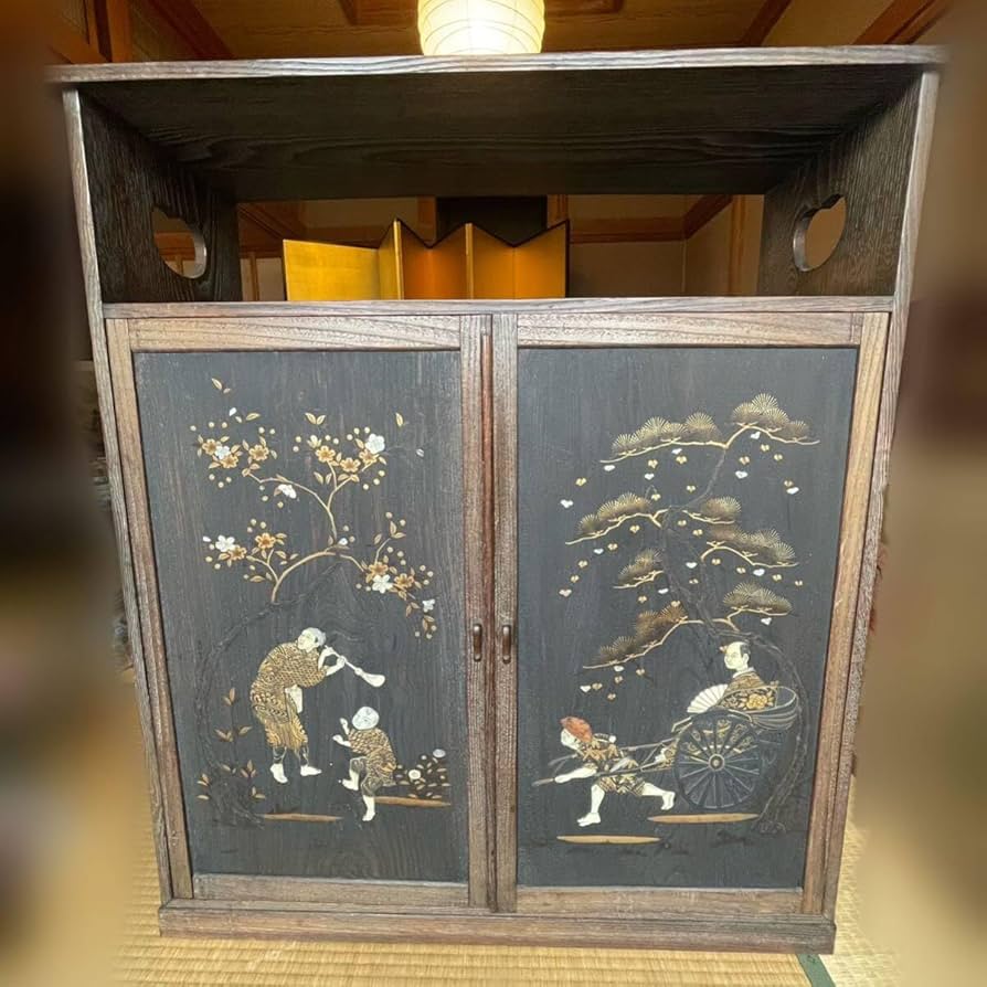 Amazon.co.jp: 品 蔵出し中国家具 小箪笥 開き戸 飾り棚 ビンテージ