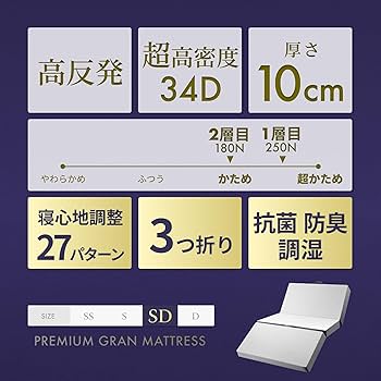 Amazon｜GOKUMIN マットレス【 高反発 180N 250N 2層構造グラン