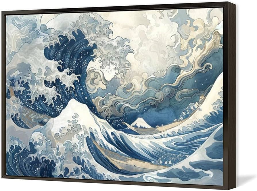 Amazon.co.jp: 絵画 神奈川沖浪裏 アートパネル ポスター 美しい海の