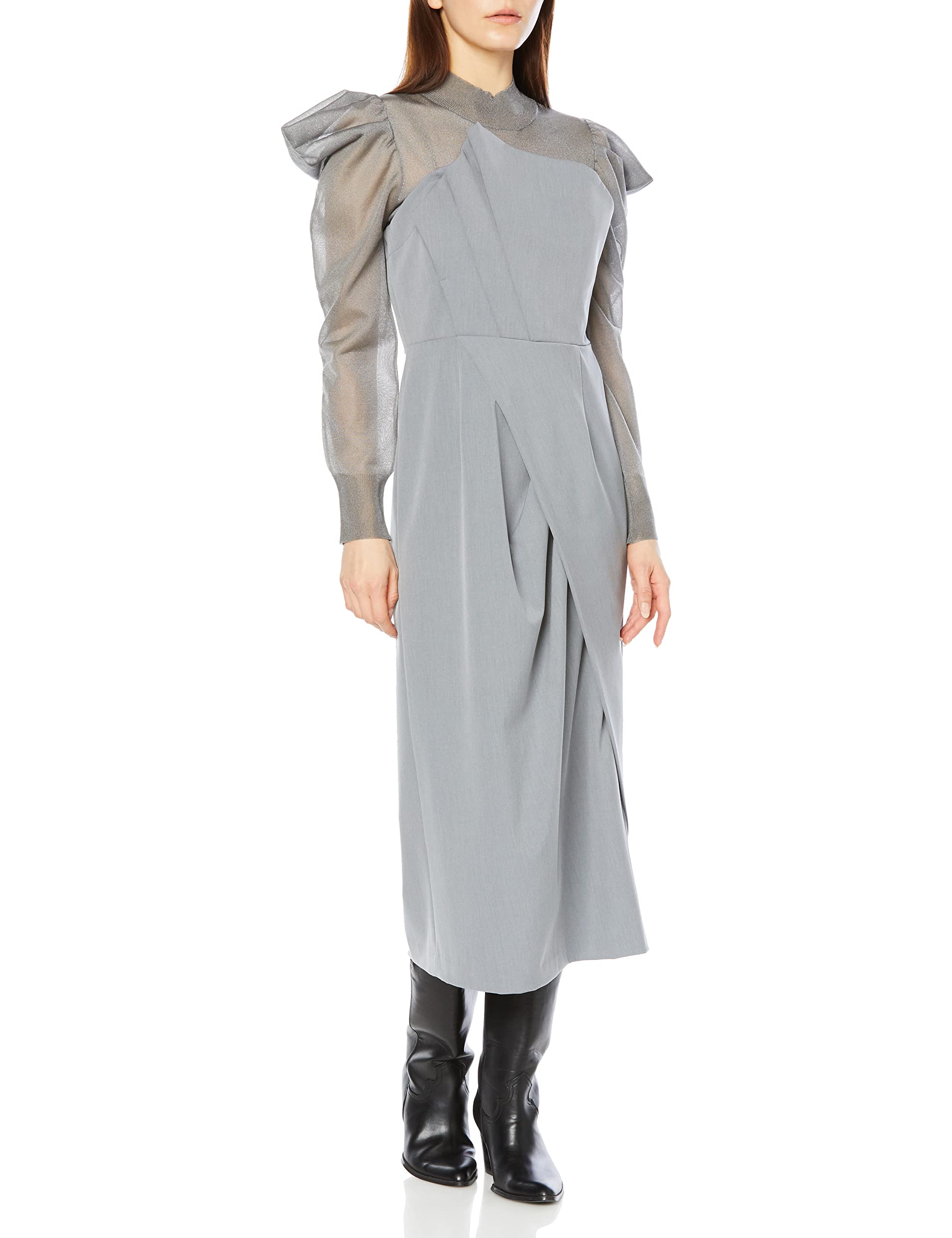 Amazon.co.jp: [フレイ アイディー] シアーニットコンビワンピース