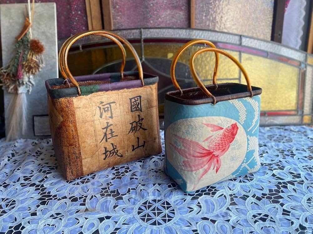 Amazon.co.jp: 竹カゴ 竹籠 かごバッグ 一閑張り セット : ファッション