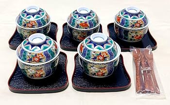 Amazon.co.jp: 有田焼 南山窯 古伊万里 花柄茶碗蒸し器＆瓢型盆