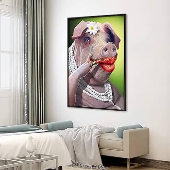 Amazon.co.jp: キャンバスプリント ウォールアート おもしろい豚