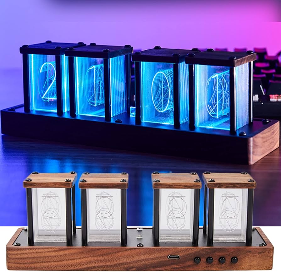 Amazon.co.jp: ニキシー管 時計 デジタル時計 木製 置き時計 おしゃれ