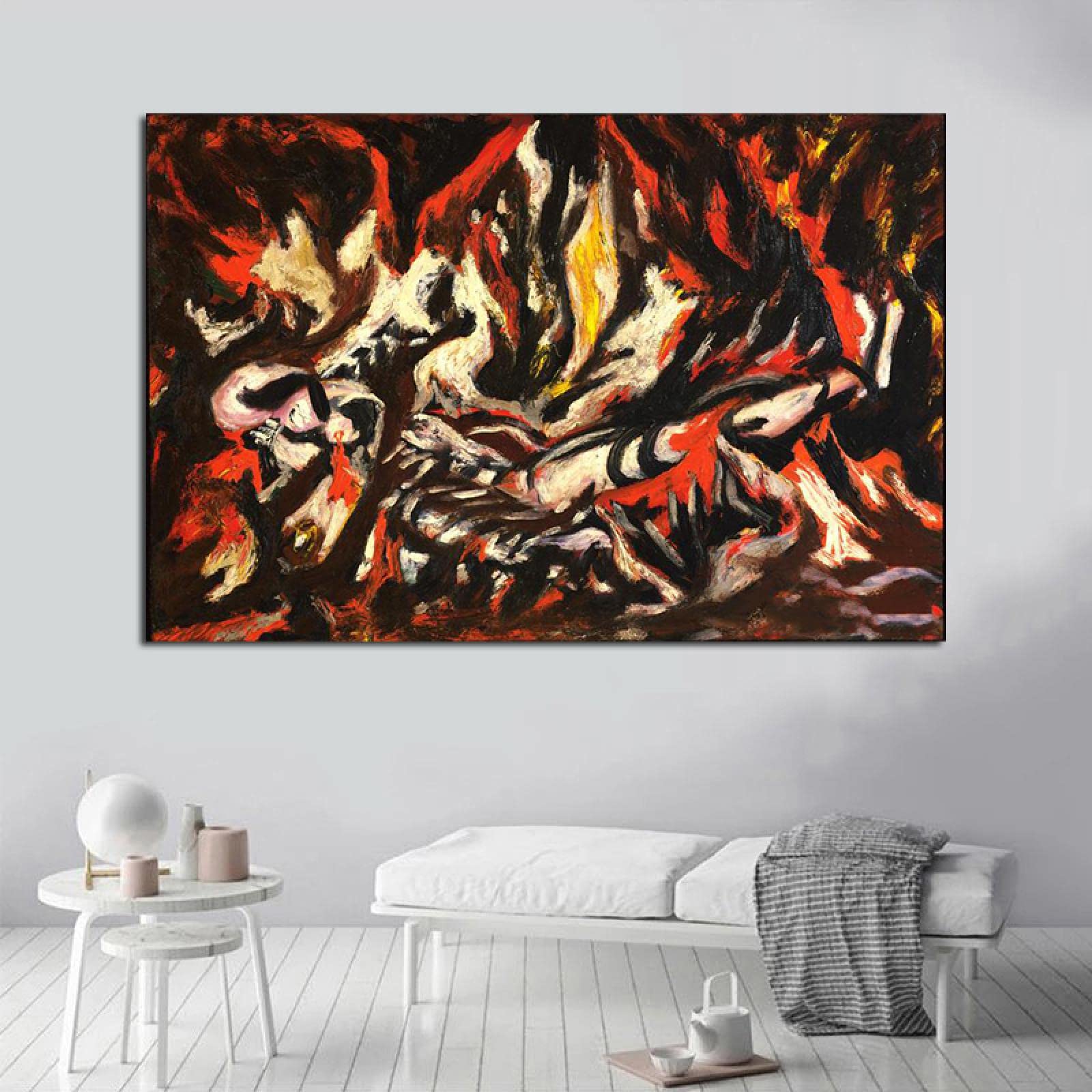 Amazon.co.jp: 現代抽象絵画。ジャクソン・ポロック「炎」キャンバス