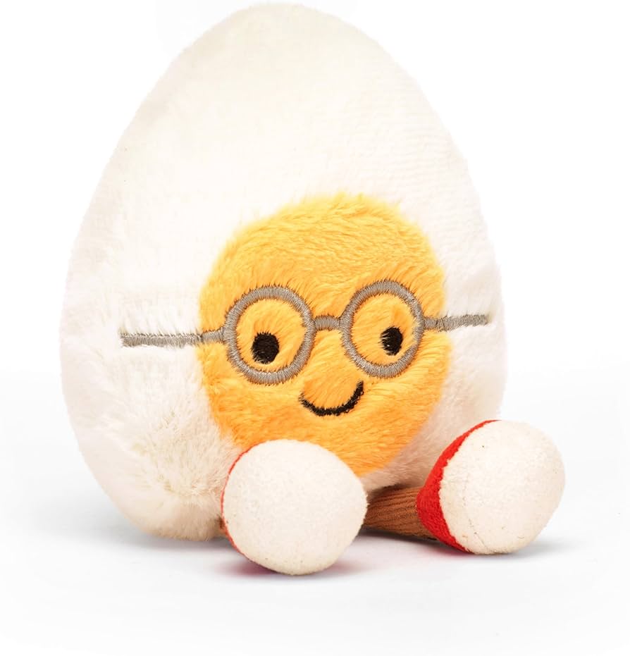 Amazon.com: Jellycat Amuseables Boiled Egg Geek Stuffed Toy, Small
