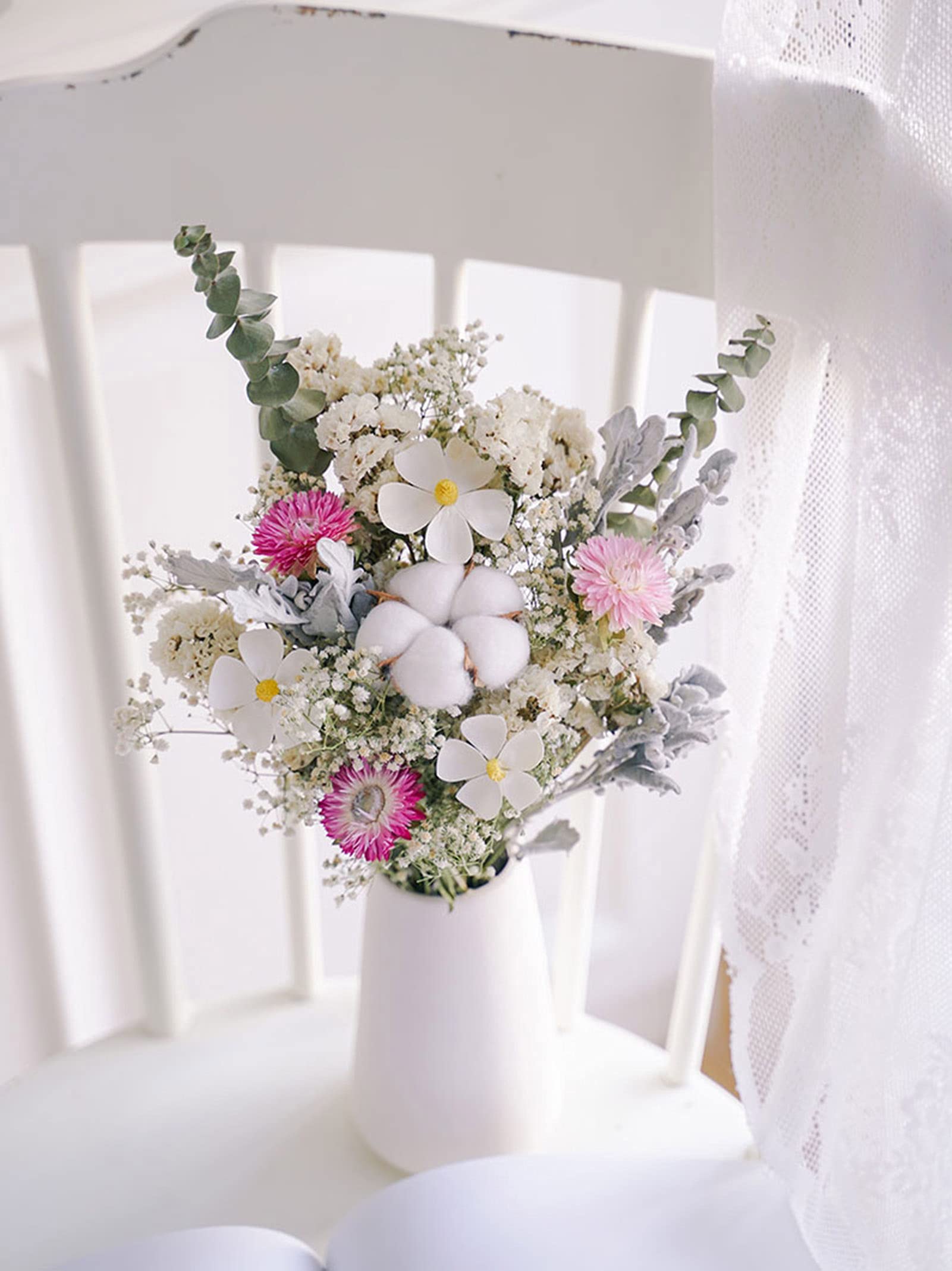 Amazon.co.jp: ドライフラワー 花束 ユーカリのバラの花の花束insの家