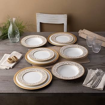 Amazon.com | Noritake Summit Gold 12-Piece Dinnerware Set, Service
