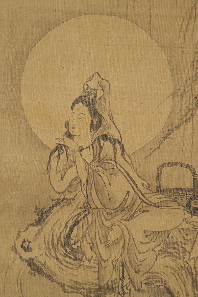 Amazon.co.jp: 【真作小虎落款】掛軸「田能村直入画森田悟由賛観音画賛