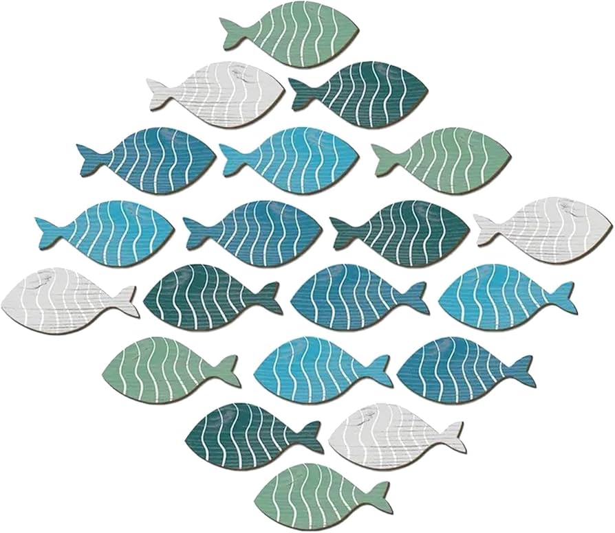 Amazon.co.jp: クリエイティブな沿岸魚アート | 20ピース 魚の壁アート