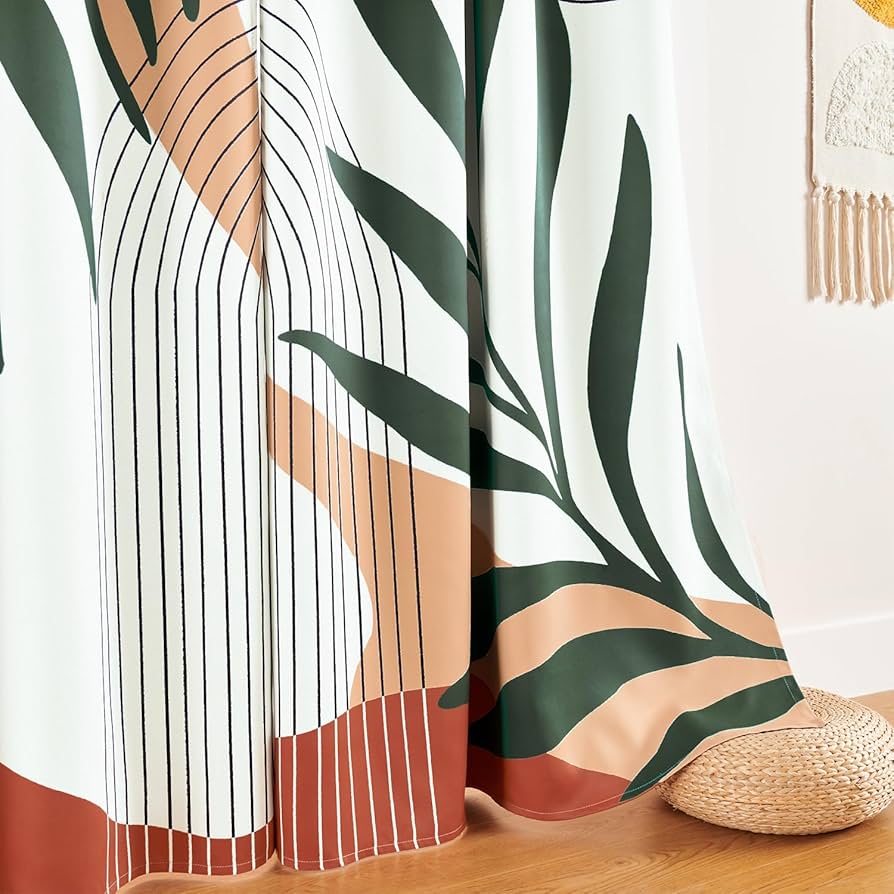 Amazon.co.jp: ZYLLGLOW ミッドセンチュリーモダンカーテンセット 厚手