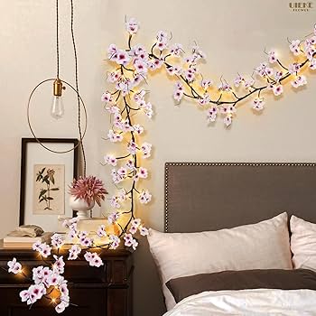 Amazon.com: Uieke Lighted Cherry Blossom Garland with Timer 48 LED