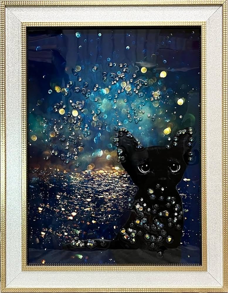 Amazon.co.jp: クリスタルアート おしゃれ 35x45cm アート 水晶絵 猫